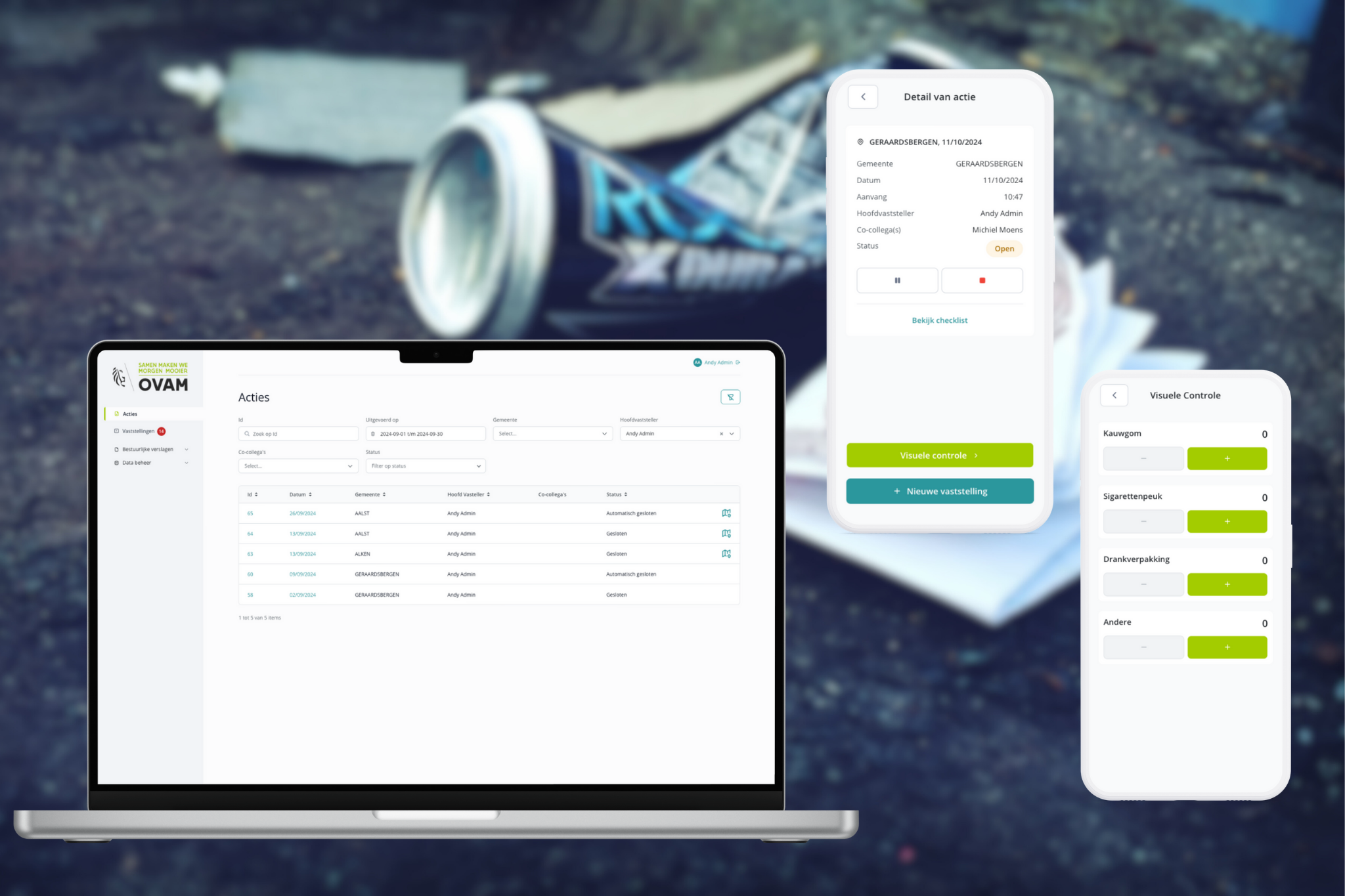 OVAM mobile app for litter control