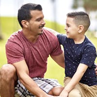 Father and son outside