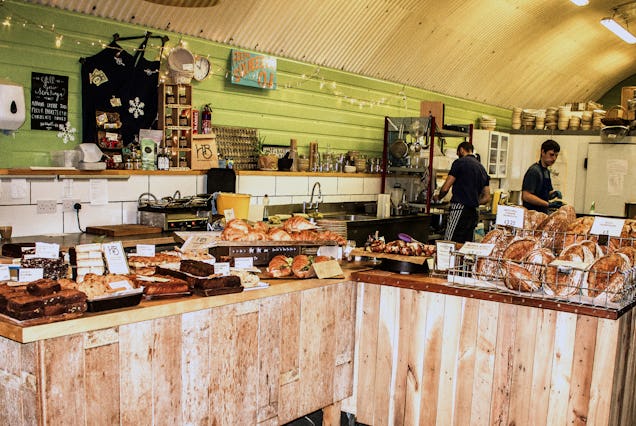 Counter view of Hart's Bakery with lots of pastries on show.