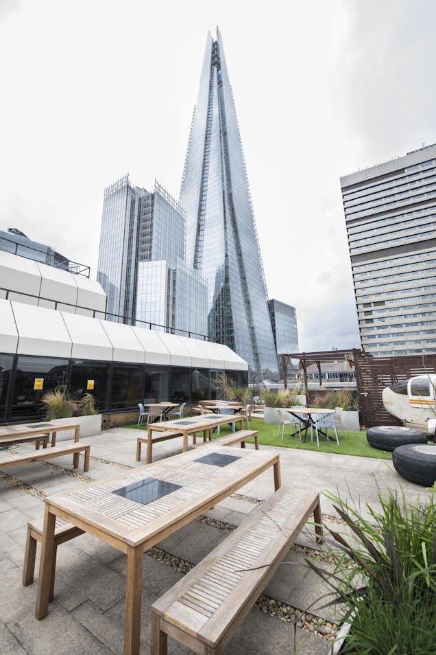 An photo o f the Borough Market terrace with spectacular views of the shard.
