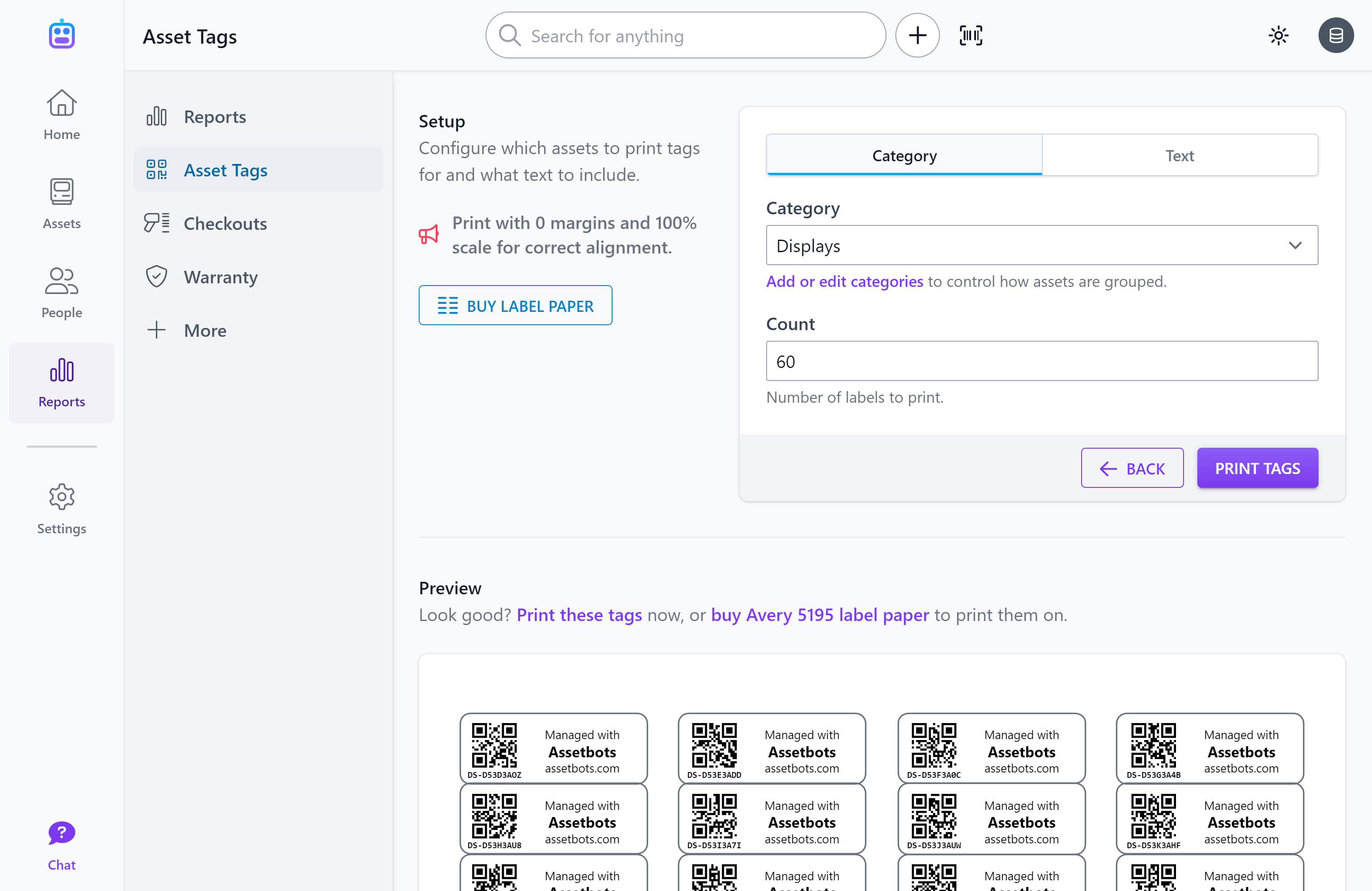 Asset tag designer