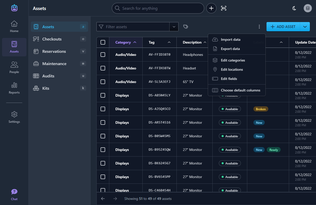 Export data