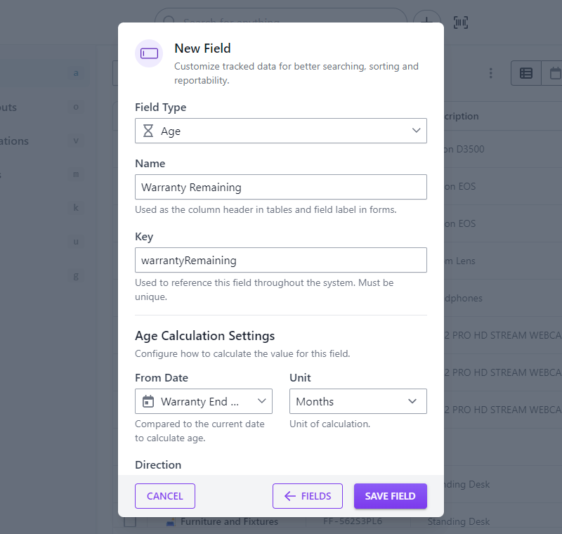 Configure age field