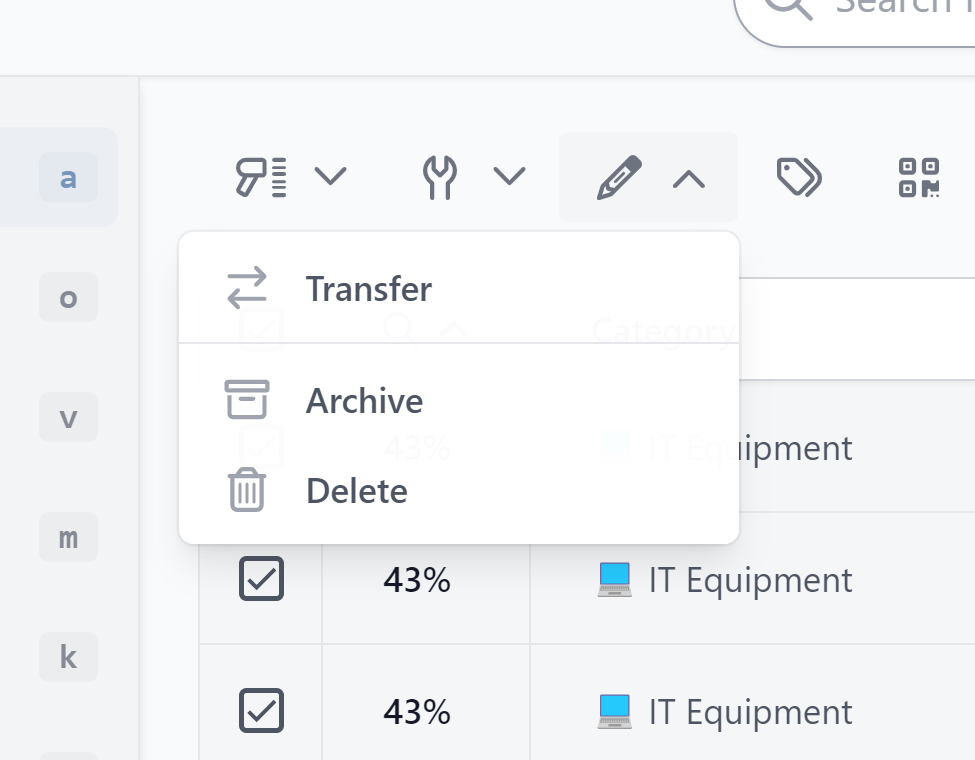 Bulk transfer assets