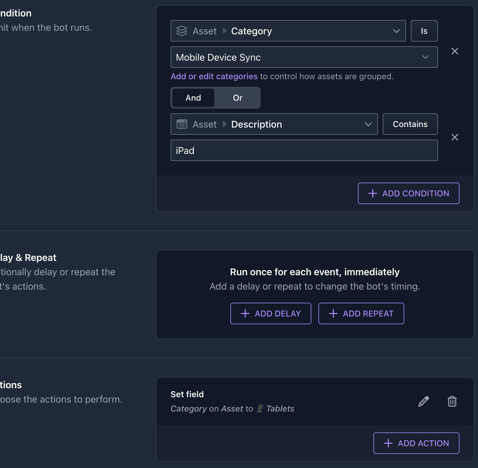 Bot automation categorizing iPads