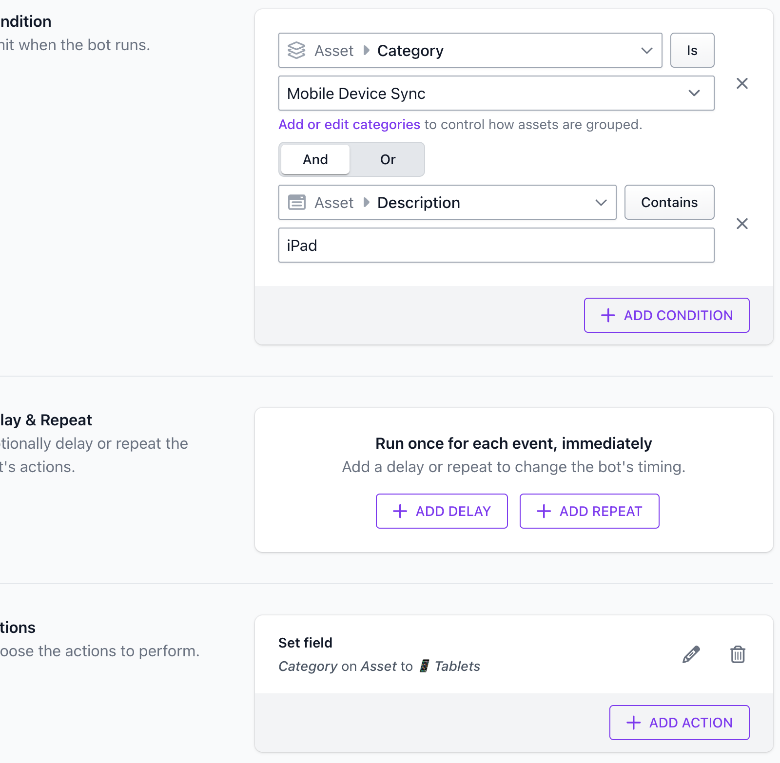 Bot automation categorizing iPads