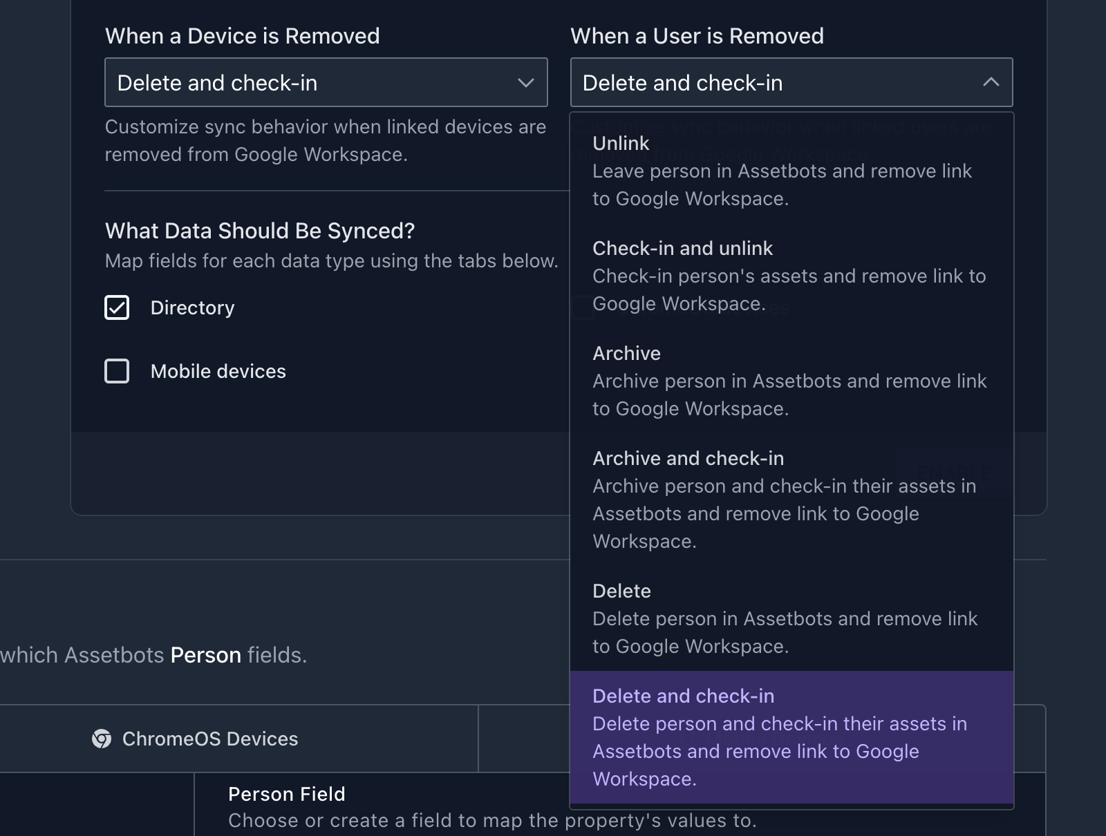 Customize behavior when users are removed