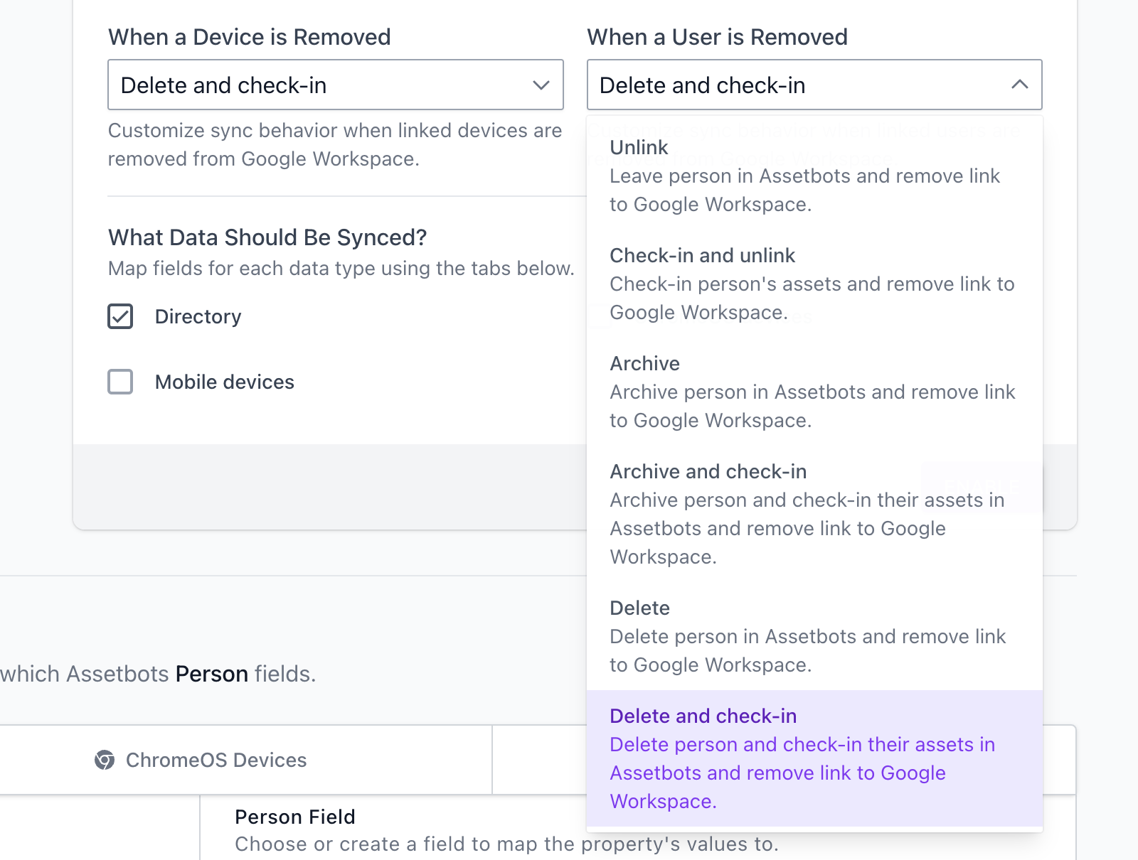 Customize behavior when users are removed
