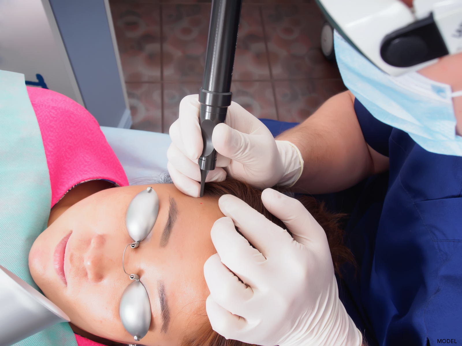 Woman receiving a laser treatment