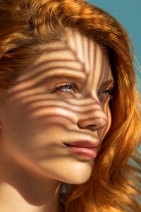 red haired model side profile