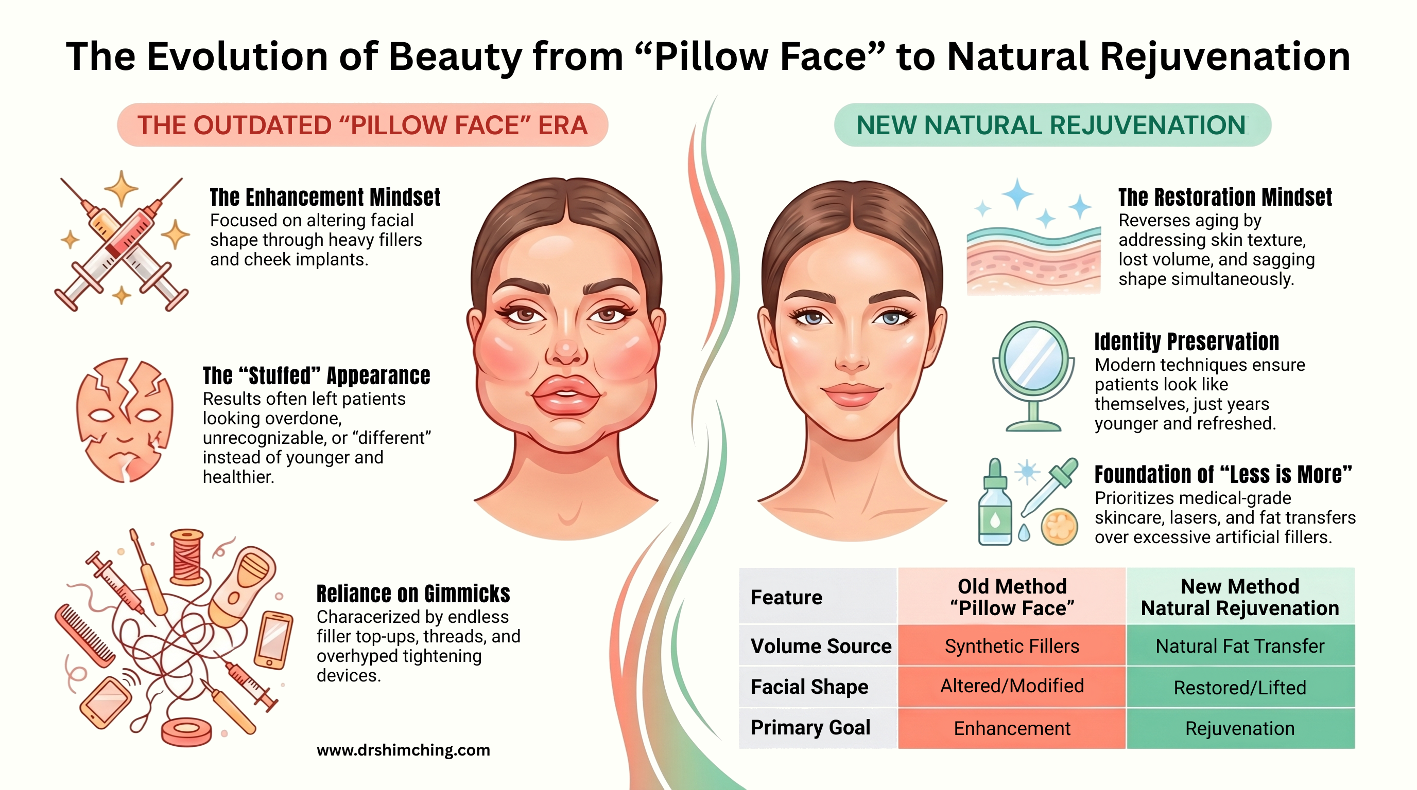The shift from pillow face filler aesthetics to natural rejuvenation.