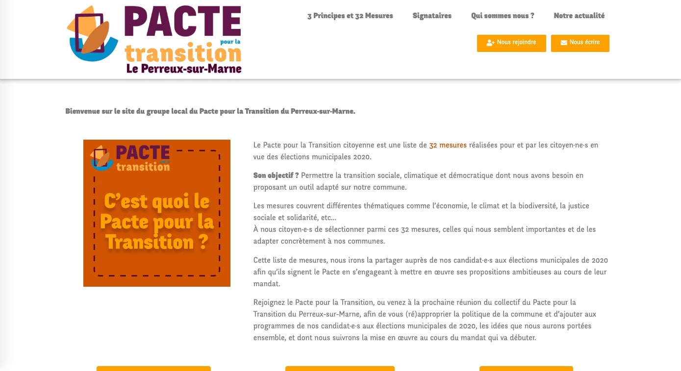 Le site du Pacte pour la Transition du Perreux sur Marne