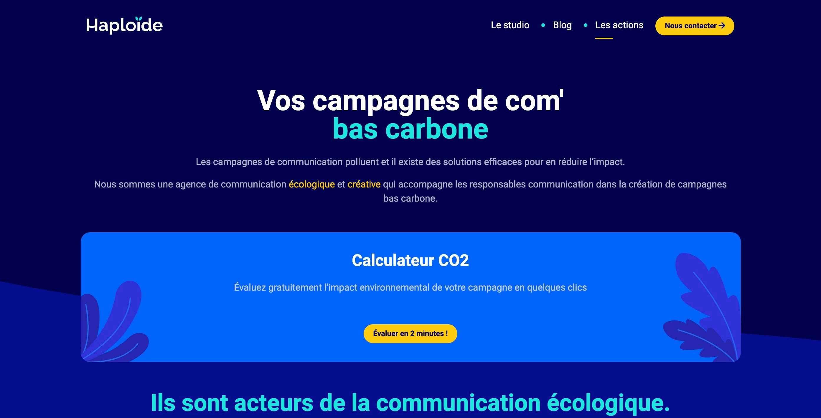 Éco-conception du site de l'agence de communication écologique et créative, Haploïde