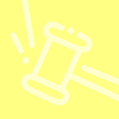 Iconography of a hammer on a yellow background