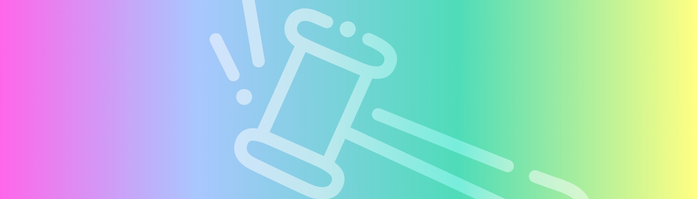 Iconographie d'un marteau sur fond arc-en-ciel