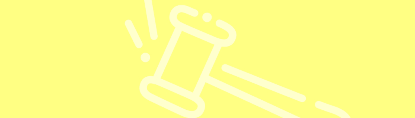 Iconographie d'un marteau sur fond jaune