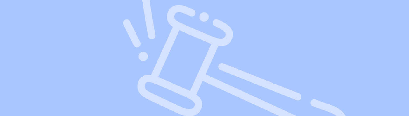 Iconographie d'un marteau sur fond bleu