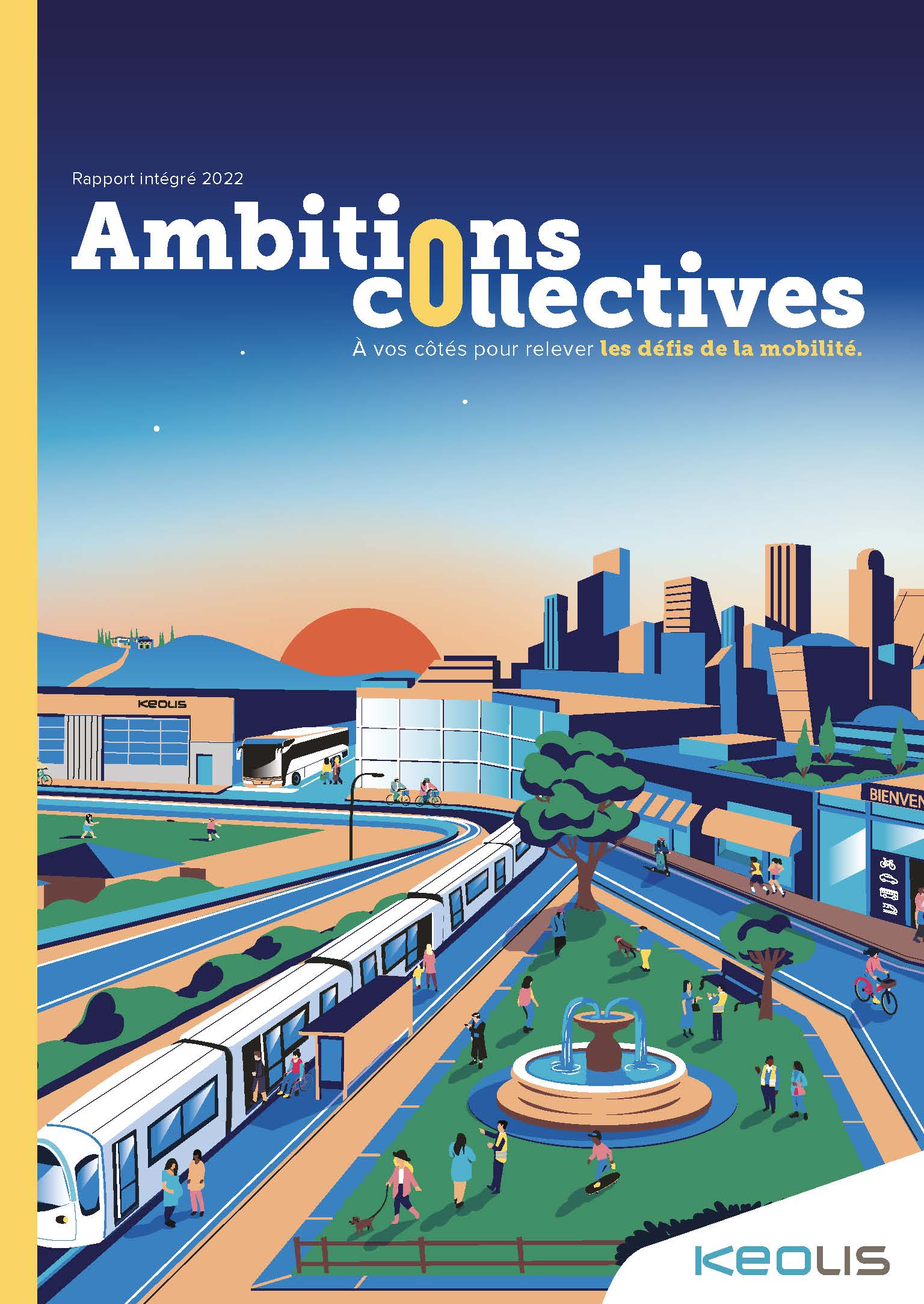 Ambitions collectives : Illustration de la couverture du rapport intégré mettant en scène un tram dans une ville