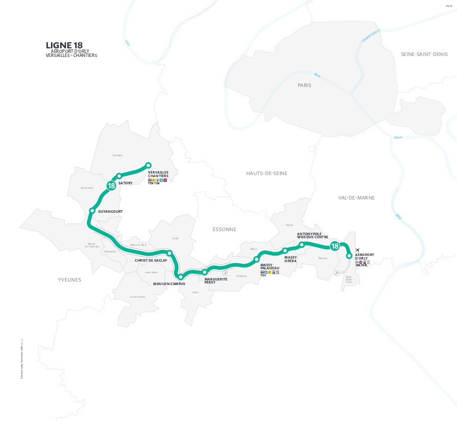 Map of the metro line 18