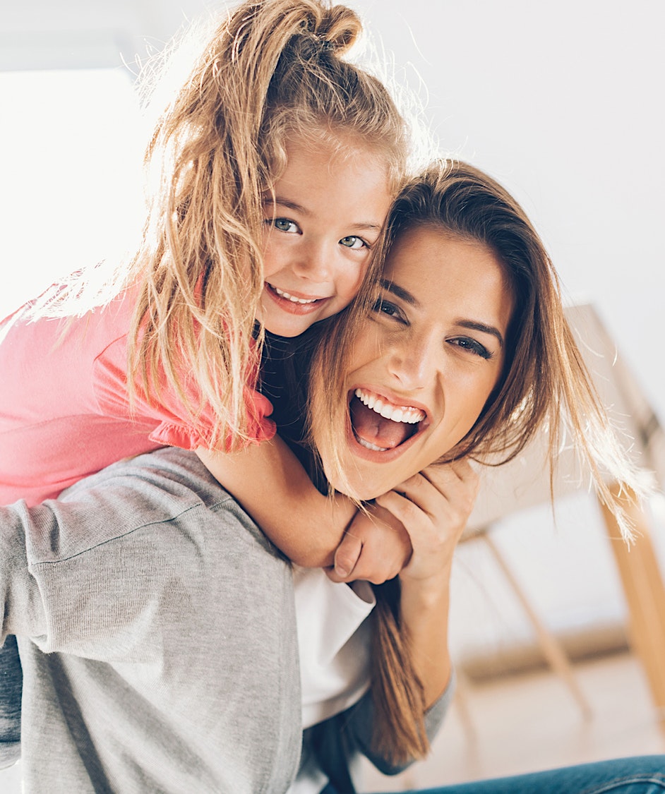 mother and daughter playing