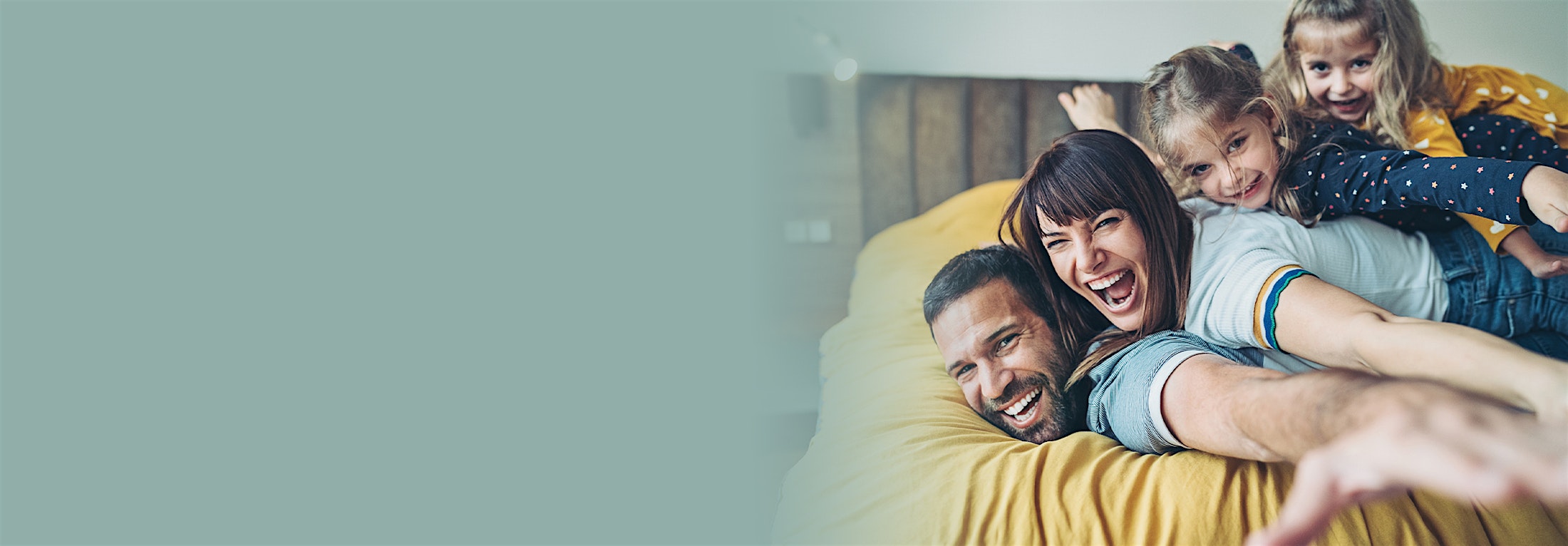 family in a dog pile