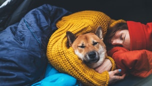 lady-sleeping-with-dog