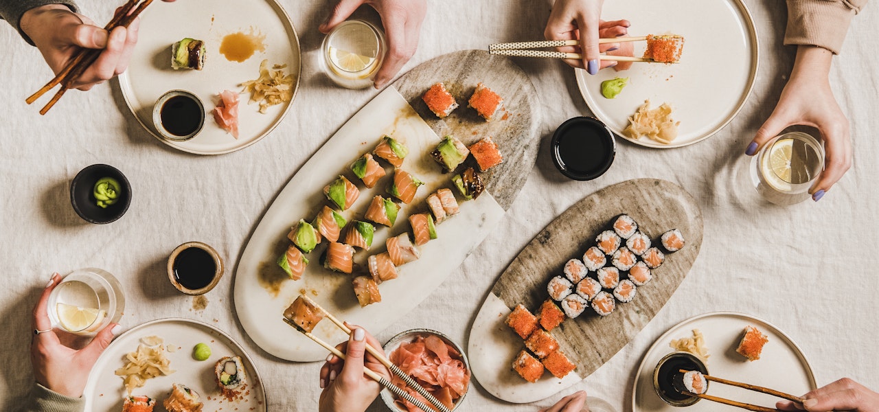people-eating-sushi-from-above