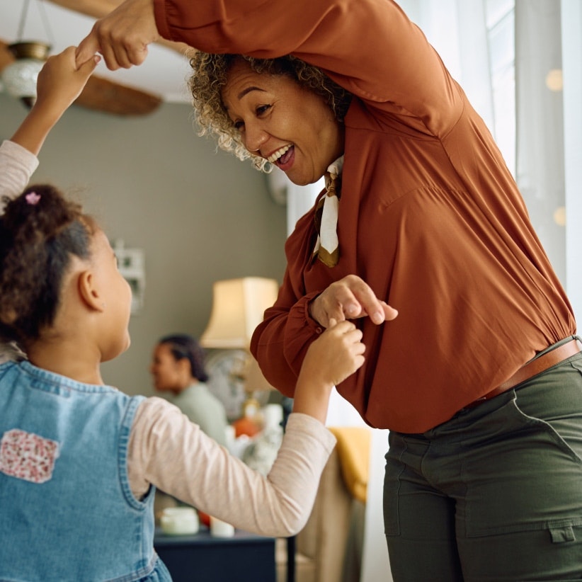 Grandmother playing with grandchild