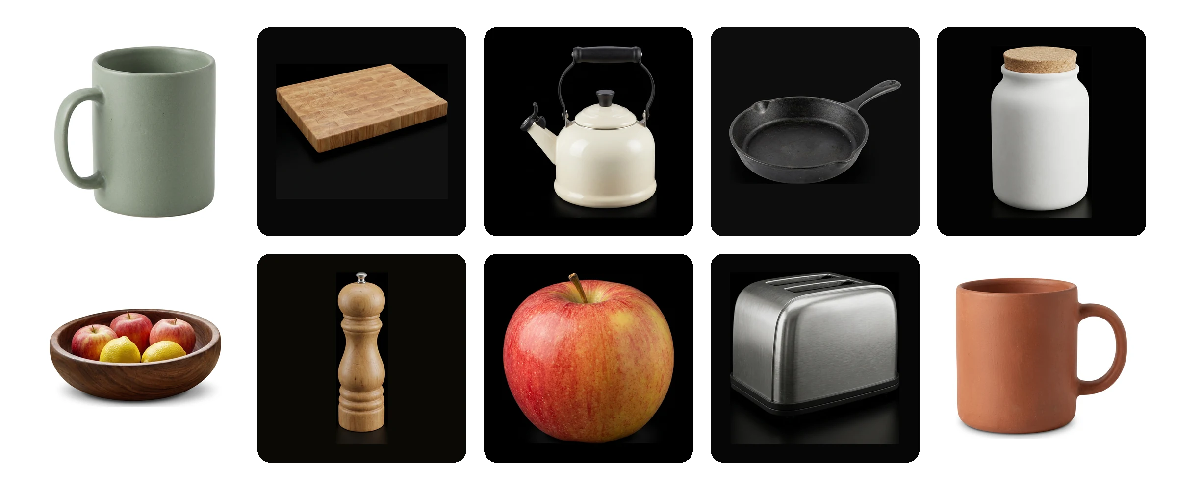 Ten reference images that Marso Studio made from the scene, one for each selected object.