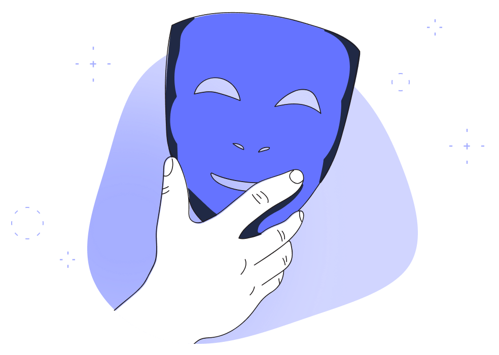 illustration of a hand holding a mask