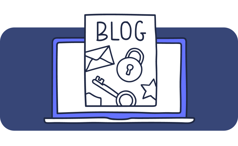 illustration of a laptop with a blog article popping out