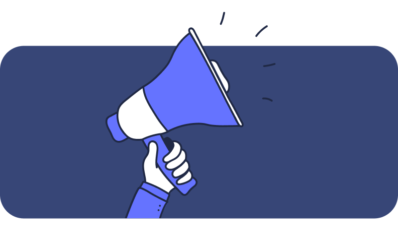 illustration of a hand holding a loudspeaker