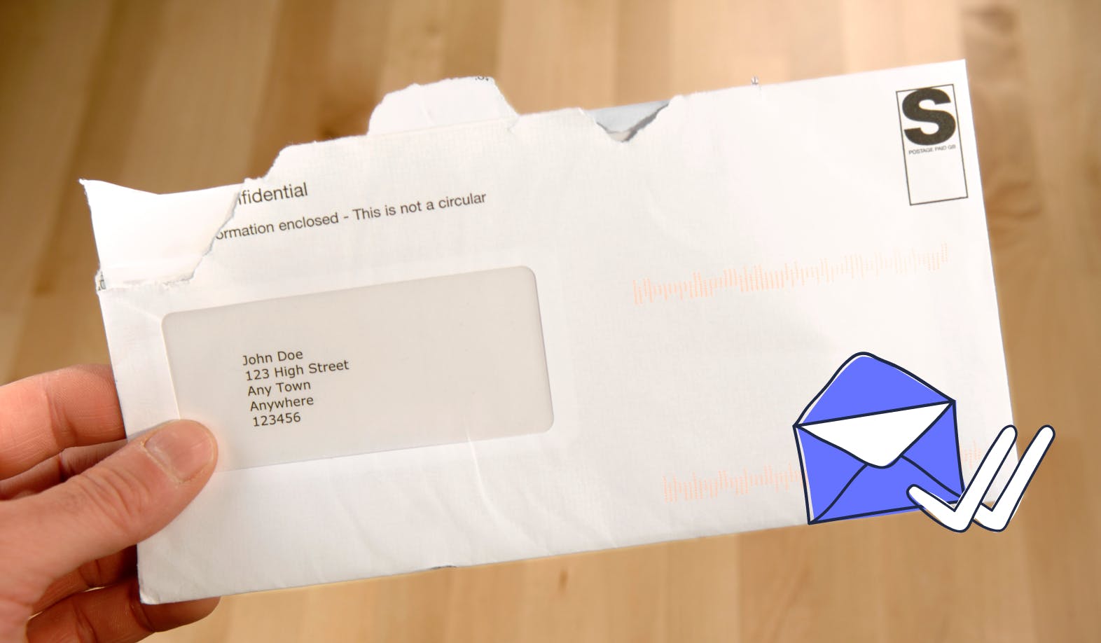 blopost-image of an opened envelope with an illustrated "read" icon