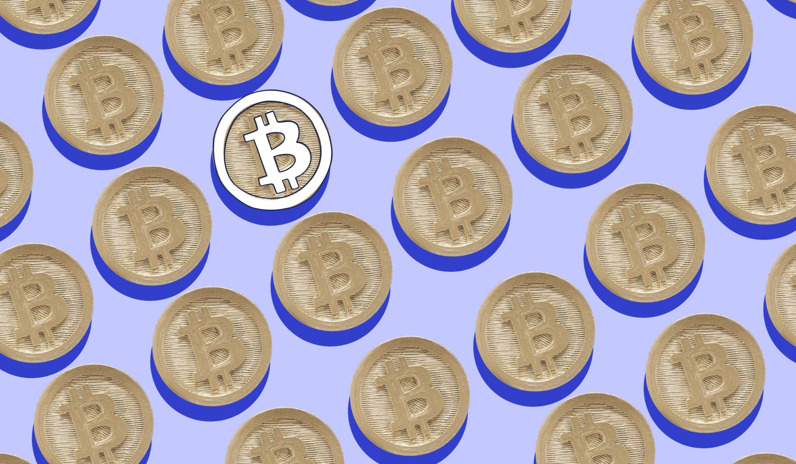 blogpost-image of many bitcoins and one illustrated bitcoin