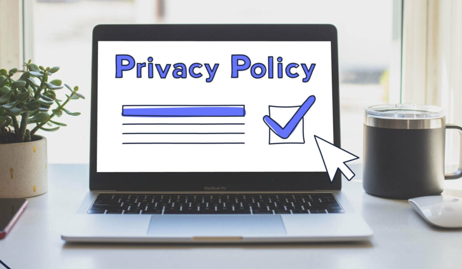 blogpost-image of a laptop displaying Privacy Policy and a checkmark