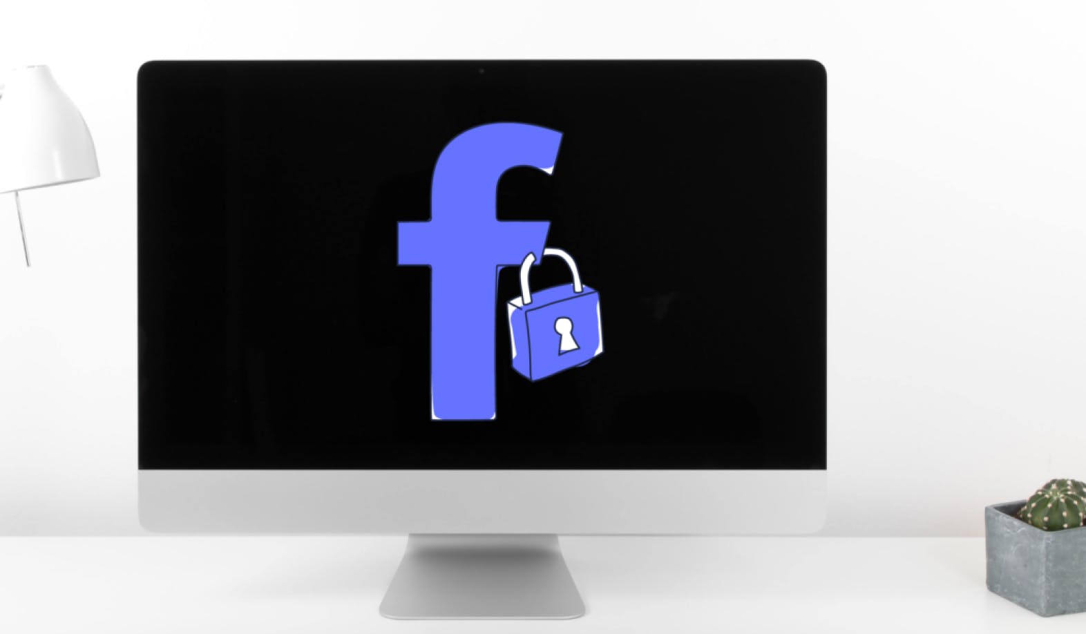 blogpost-image of a desktop screen with the facebook logo and a lock