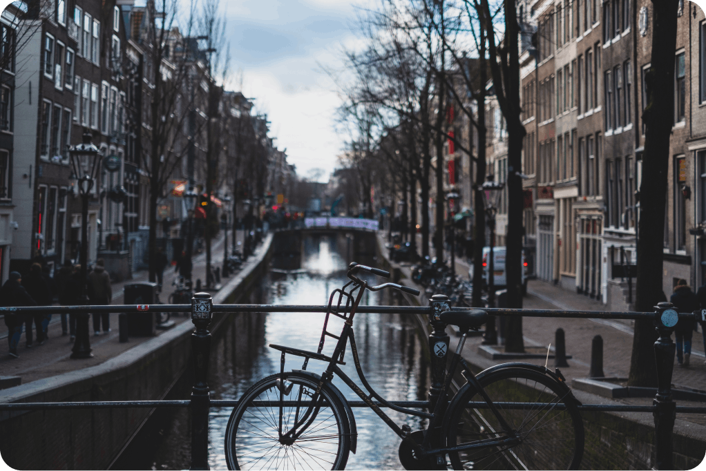 Amsterdam canal with a bike