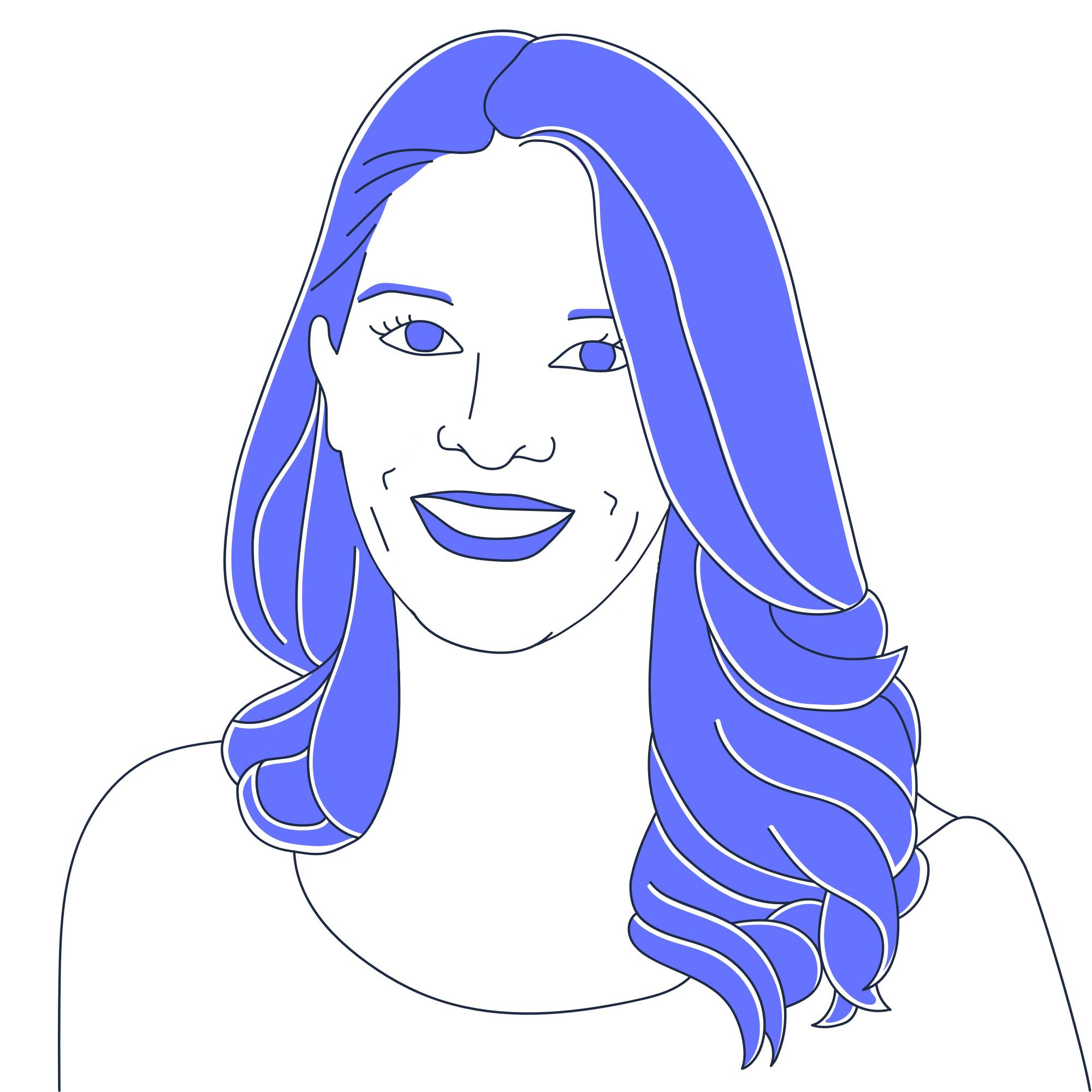 An illustration of an avatar in the StartMail brand style of Alexandra S.