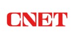 A rectangle-shaped logo for CNET, an American website that provides news and reviews of technology products. The logo is displayed on a white background and features the text “CNET” in bold red letters.