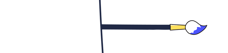 the sixth time line, illustration of a paint brush, with some blue paint on the tip