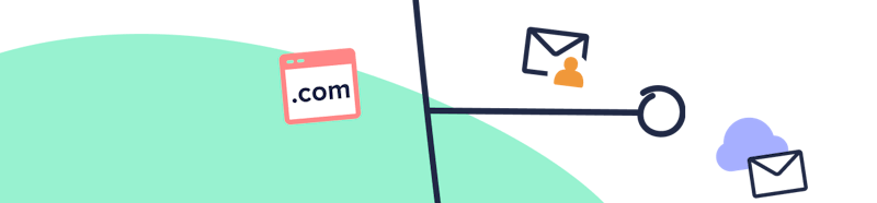 the seventh time line, icons representing Custom Domain (browser, .com), Group Subscription (envelope and person) and Migration (envelope and cloud)