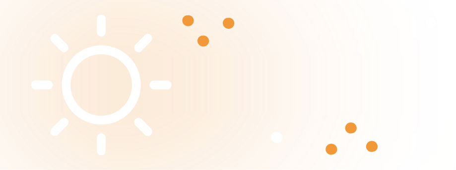 Illustration of a sun with white and orange dots, for the campaign banner in the left side