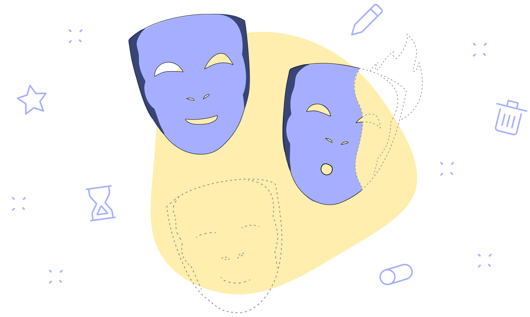 A StartMail illustration of 3 masks representing our unlimited alias feature
