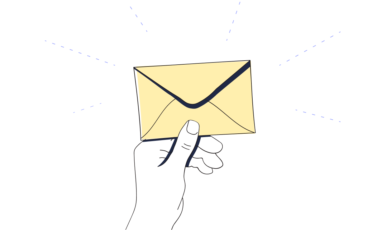 StartMail illustration of a hand holding an envelope representing email