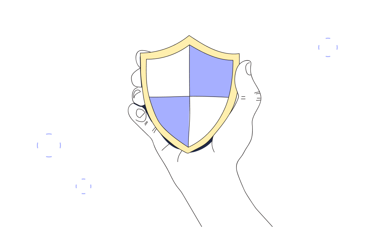 StartMail illustration of a hand holding a security shield representing StartMail's European based GDPR privacy legislation