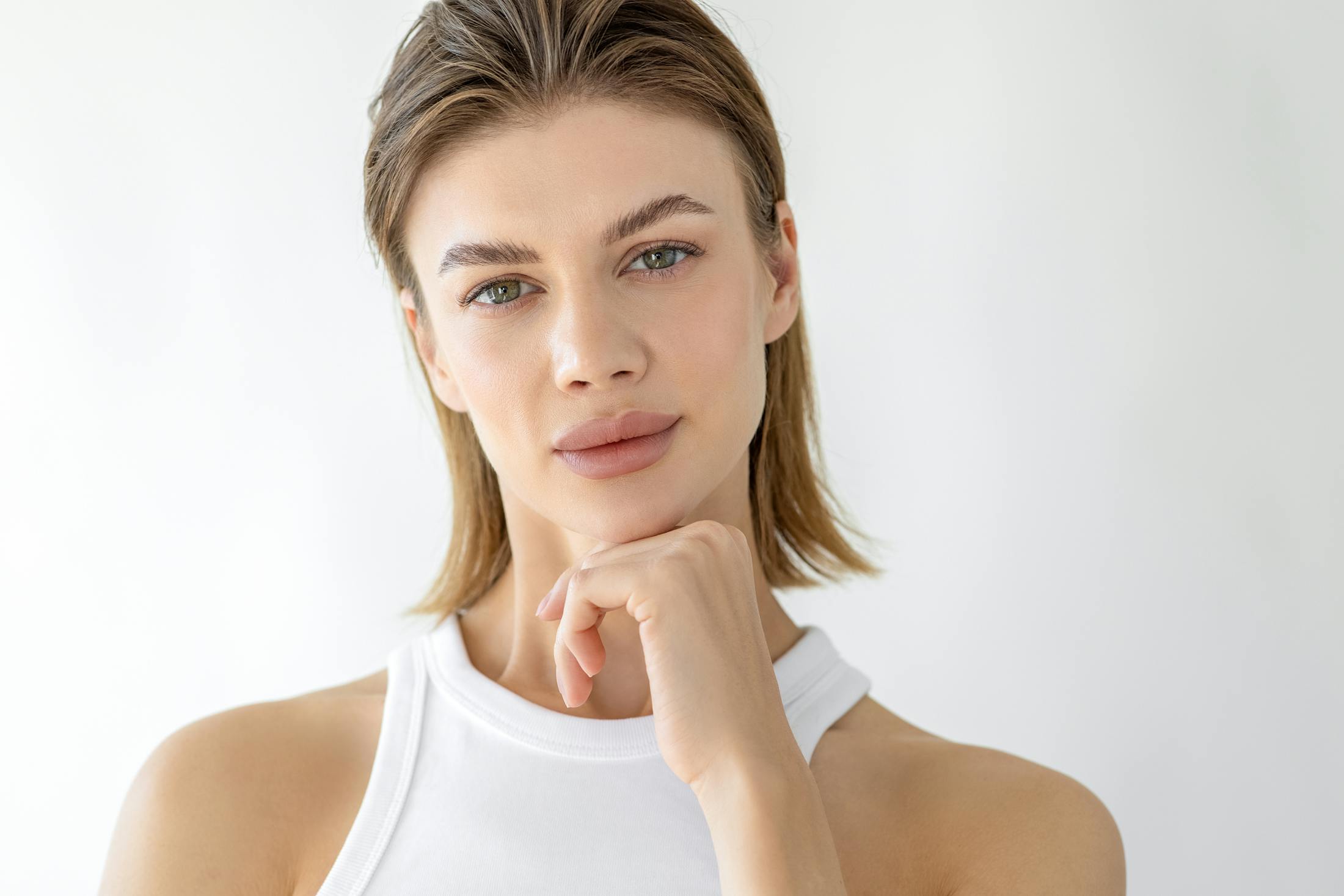 woman in white tank