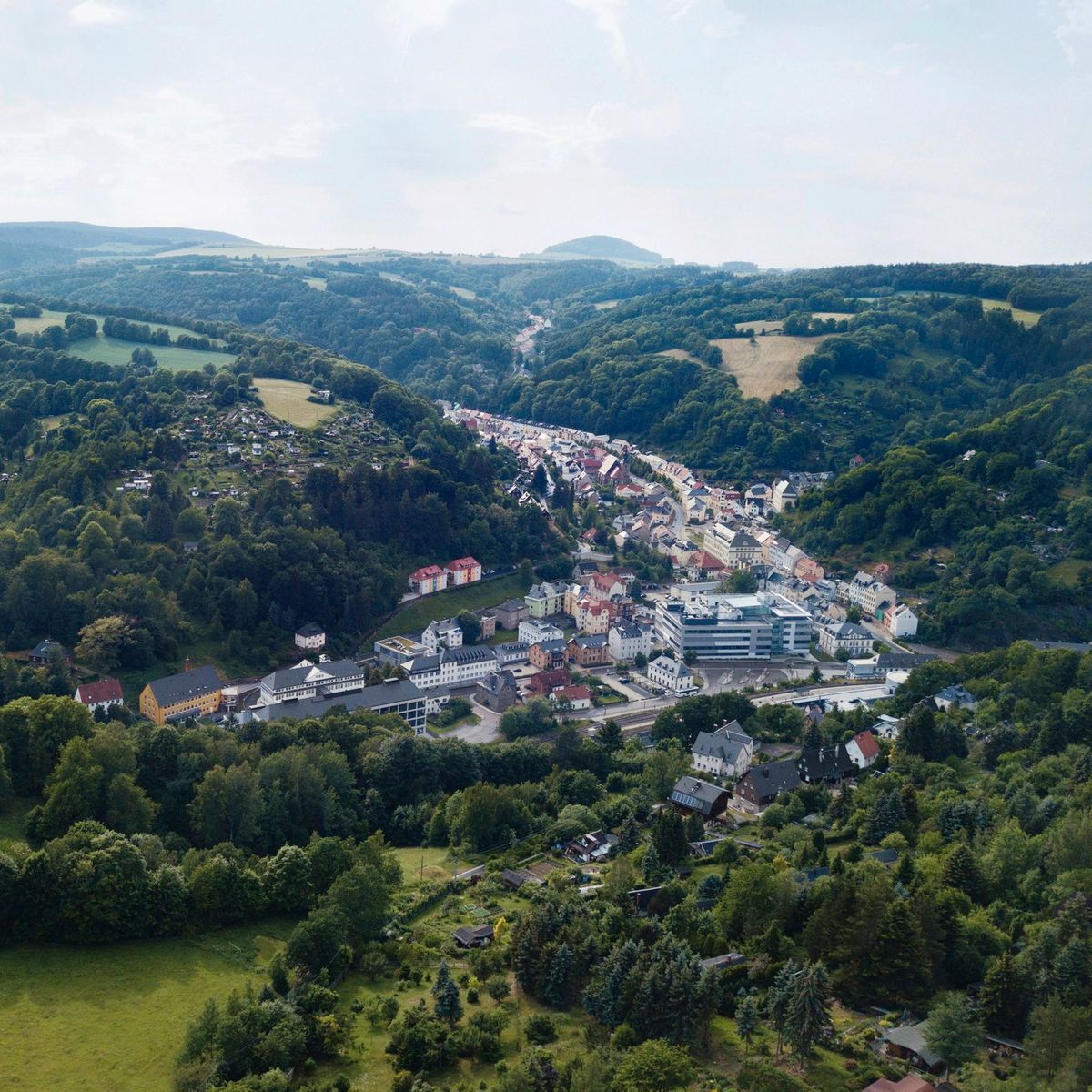 Das malerische Städtchen Glashütte im Müglitztal im Osterzgebirge
