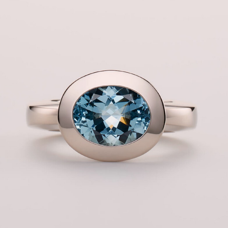 Ring Weißgold mit Aquamarin