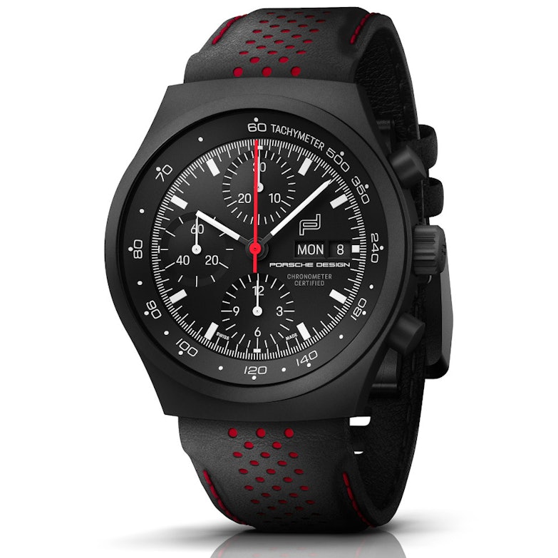 Porsche Design Ennstal Classic mit schwarz-rotem Lederband