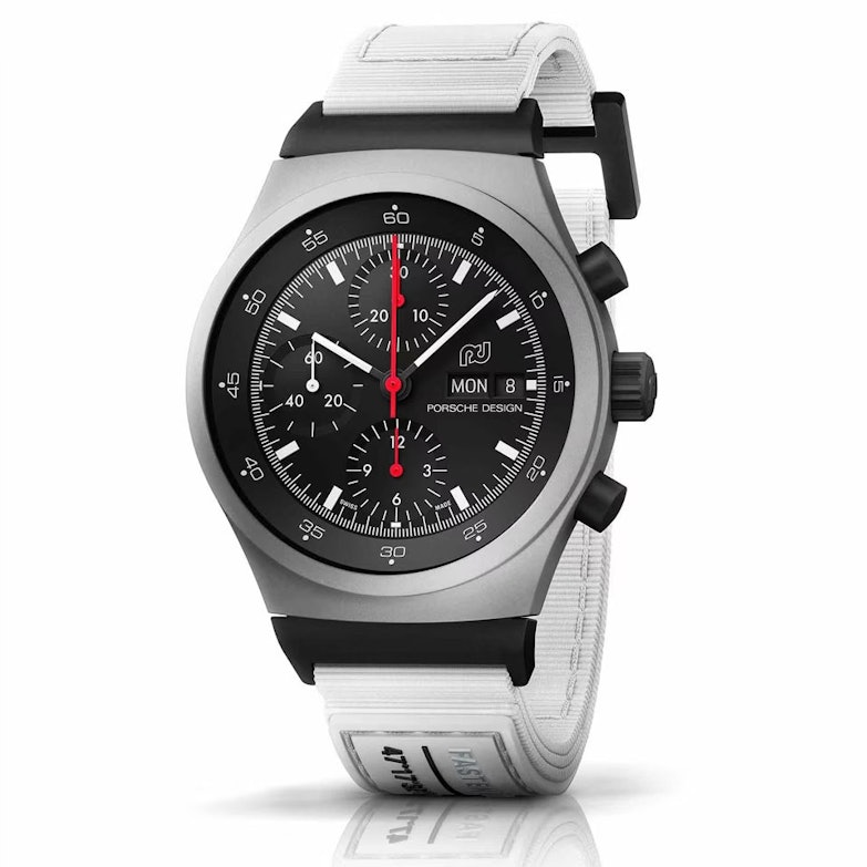 Porsche Design Chronograph 1 - 1972 Limited Edition GP 2023 mit weißem Textilband